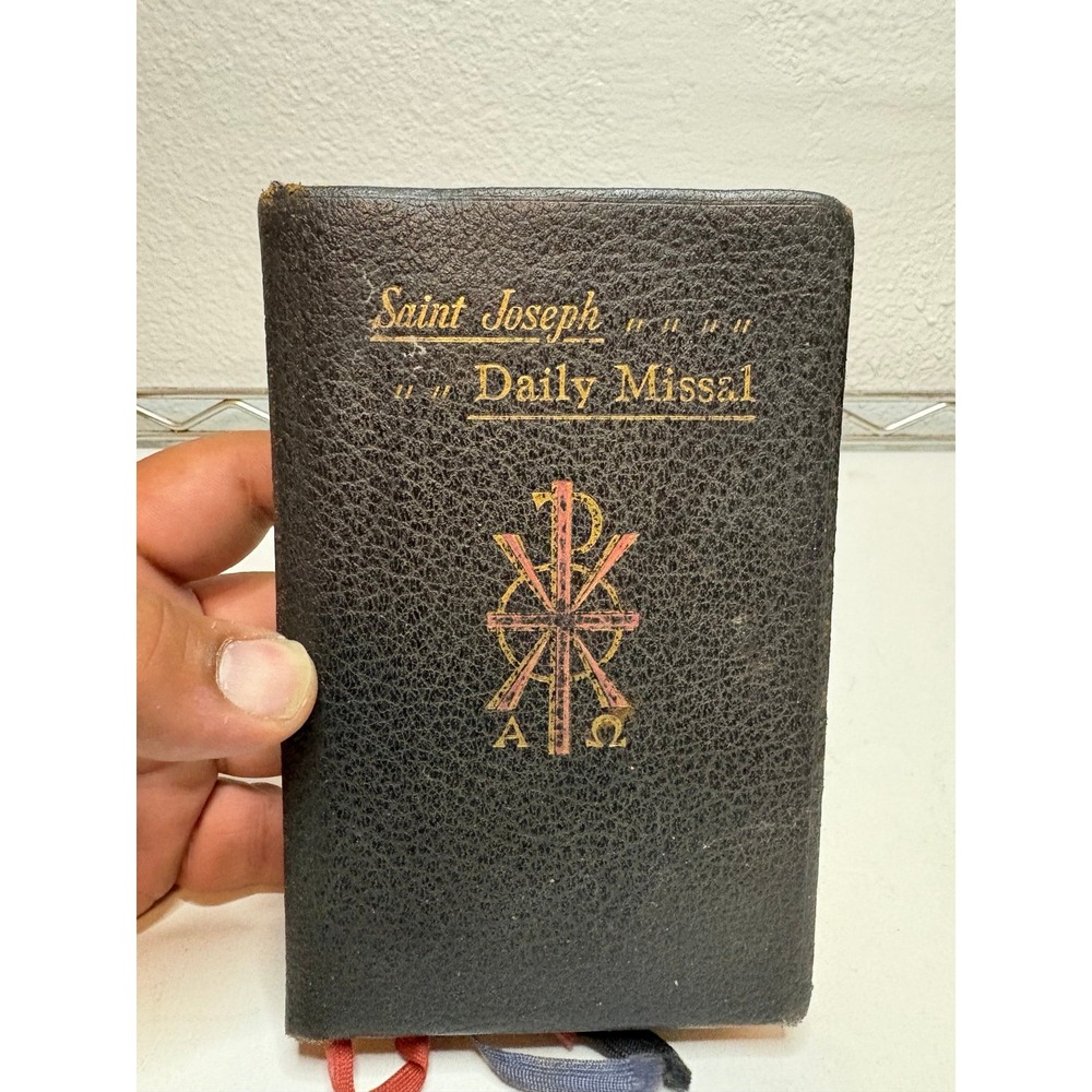 Vintage Saint Joseph Daily Missal Catholic Prayer Book Black Hardcover Gold Edge